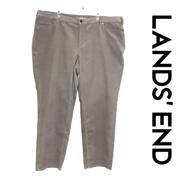 NWT Lands’ End Gray Corduroy Pants Slim Leg - Picture 1 of 7